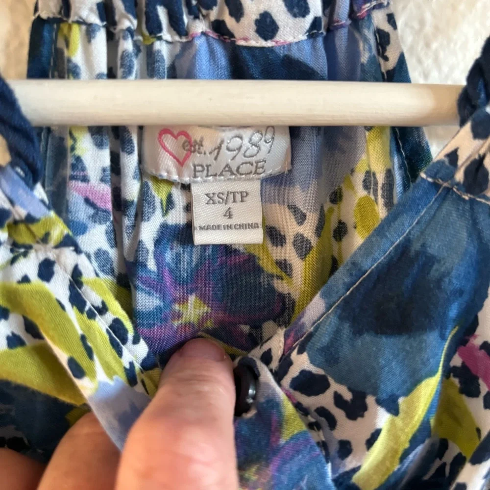 Children’s Place XS 4 girl rayon jumper shorts rope floral watercolor